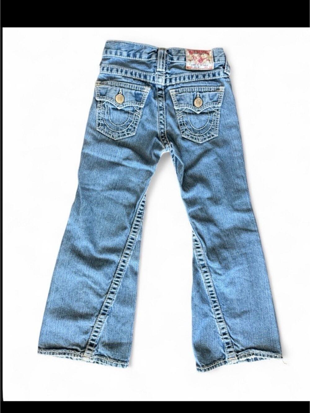 True Religion Y2K VTG Unisex Kids bootcut flare Fit Blue Denim Jeans Size 6